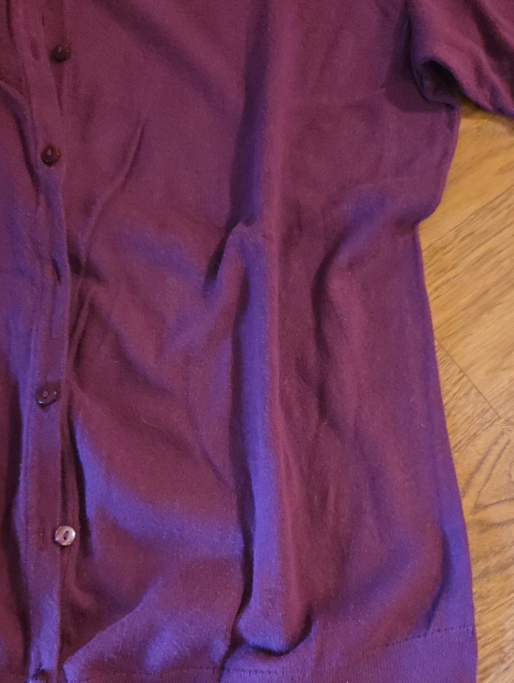 LOFT Women's Plum Button-Front Cardigan - Size LARGE - Picture 3 of 6